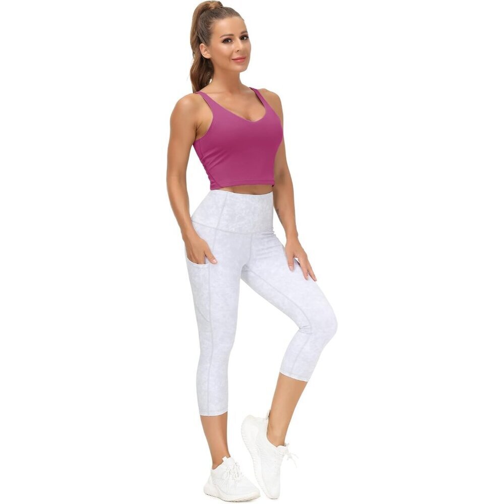 Women's Longline Sports Bra Wirefree Padded Medium Support Activewear - Picture 5 of 8